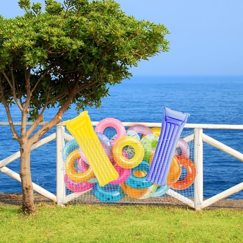 Aliceset 1/2/4 Pcs Pool Float Storage Net Bag Various Sizes Adjustable Swimming Pool Inflatable Toy Hanging Organizer Mesh Net Pouch Holder Reinforced Attaches to Poolside Fence - color: White, size: 71 x 47"