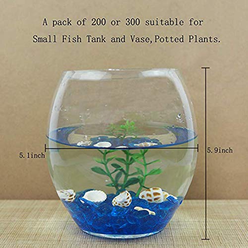 OMEM Aquarium Stone Decorations,Big Blue Glass Crystal Stone, Fish Tank Gravel Decorations,Fantasy Fish Tank(A Pack of 300, Blue) - color: Blue, size: A Pack of 300