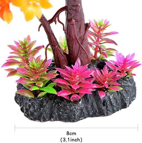 Saim Plastic Plants Artificial Orange Yellow Tree for Fish Tank Decorations Aquarium Decor Bonsai Ornament 8.6" Height