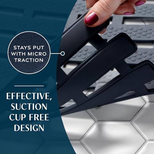 SlipX Solutions Weighted Non Slip Bath Mat for Textured Tub & Shower Surfaces, Patent Pending, Anti Slip Bathtub Safety Without Suction Cups, Doesn’t Float, Works on Tile & Stone 31” x 15”, Black - color: Black