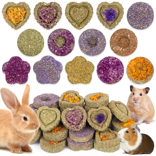 VESPRO 30PCS Guinea Pig Hay Food Natural Rabbit Chew Toys for Teeth，Hamster Toys, Bunny Chew Toys Timothy Hay Treats for Rabbits Chinchillas Rats, Small Animals Teeth Grinding - size: 1 Count (Pack of 30)