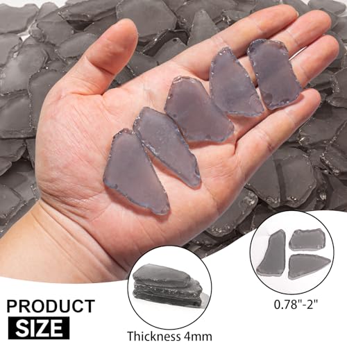 Keedolla Black Sea Glass for Crafts - 10 OZ Flat Frosted Seaglass Pieces Tumbled for DIY Art Crafts, Vase Filler, Beach Weddings, Aquarium and Home Decor - color: Black, size: 10 OZ / 0.63 LB