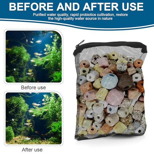 Tucnoeu 10Pcs Media Bags for Aquarium Fine Mesh Bag Aquarium Filter Media Bags with Plastic Zipper Suitable for Activated Carbon, Filter Stones, Ceramic Rings（Black） - size: 7.87 x 5.9 inches