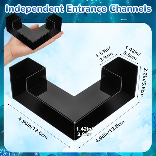 Dual-Entrance Aquarium Tunnel, Aquarium Cave Hideout 360° Viewing, Black Shrimp Cave Fish Tank Tunnels, Aquarium Underground Tunnel, Substrates Buried Tunnel for Fish Decoration
