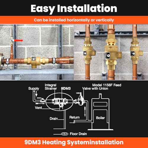 1/2" 9D-M3 Backflow Preventer, Brass Dual Check Valve with Intermediate Atmospheric Vent, 1/2 Inch back flow preventer valve Female Union, Vertical or Horizontal Install