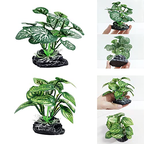 8PCS Betta Fish Tank Decorations Aquarium Decorations Artificial Plastic Plants Ornament for Hiding Fish Reptil - color: D-8pcs Set/Green