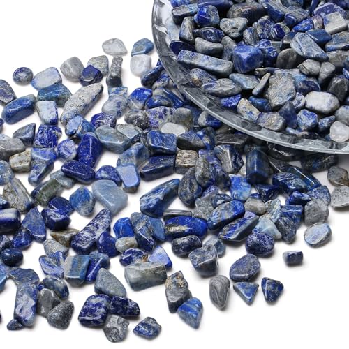 LAIDANLA Lapis Lazuli 1lb Crystal Polished Tumbled Stones Irregular Shaped Crystal Chips Bulk Natural Gemstone Aquarium Gravel Rocks Vase Filler Fish Tank Gravel Home Decoration - color: Lapis Lazuli, size: 1 Pound-（0.28"-0.35"）