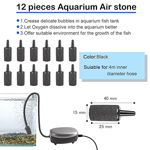 NestBasics 101.7 feet Black Aquarium Airline tubing 12 air Stone for Aquarium 12 Aquarium Check Value for Fish Tank 12 Aquarium Suction Cups 6 Each Aquarium air Controller and I T Hose connectors - size: 101.7 feet aquarium tubing with 55 kits