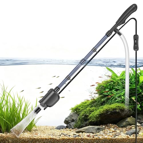 Electric Aquarium Gravel Cleaner,Strong Flow, Multifunctional Water Changer & Filter, Adjustable Silent Motor, Telescopic Tube for Low Water Level & All Tanks（36W,580GPH