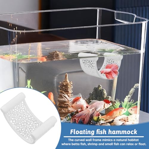 Aquarium Floating Hammock for Fighting Fish, Shrimp & Nano Fish - Minimalist Resting Platform, LowFlow Tank Decoration, Easy to Clean Aquatic Tank Perch for Small Fishes