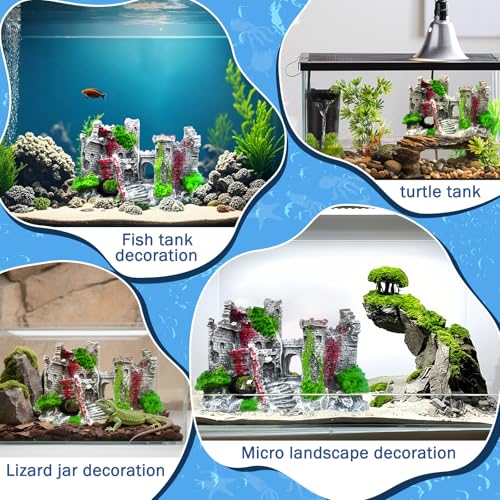Aquarium Castle Fish Tank Decoration Cave - Shelter for Fish to Play and Rest, Aquarium Ornament Fish Tank Ornament for Shrimp, Turtle