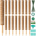 16 Pack Moss Pole for Plants Monstera 264 Inch Bendable Plant Pole Sticks Support Extension with Ropes Labels Tapes Tie Strap Locking Straps Green Twist Ties for Indoor Climbing Creepers