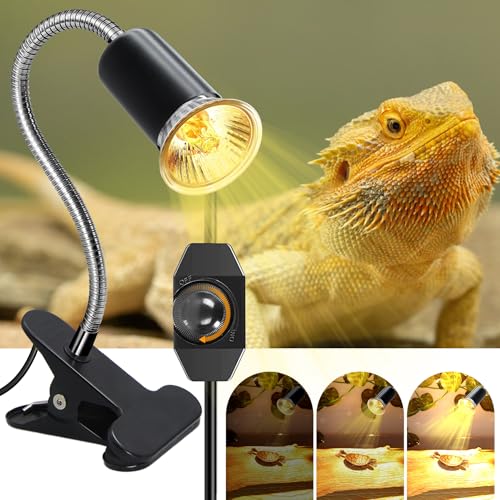 Tortoise Heat Lamp,E27 UVA/UVB Reptile Heat Lamp,360°Flexible Rotating Chick Heat Lamp with Ceramic Bulb Holder,Dimmable Plant Growth Lamp, Metal Clip, 2.4M Cable, for Aquarium Turtle Snakes,No Bulb - color: Heat Lamp-black-1pc