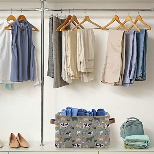 Farm Animals Pattern Rectangle Storage Bin, 15 x 11 x 9.5 in, Collapsible Organizer Storage Basket for Home Décor - color: Farm Animals Pattern, size: 1 PCS