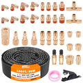 CheeMuii 100 FT 1/4" DOT Air Line with 34 Pcs Brass DOT Air Line Fittings Kit 30.5 Meter 1/4 Black Air Lines Service Kit with Push Lock Air Fitting Air Coupler & Plug Kit