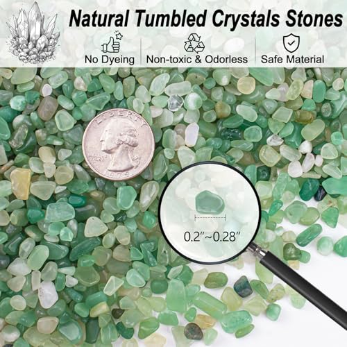 0.5 Lb/230g Green Aventurine Crystal Chips Bulk Crushed Stones, Natural Gemstones Jade Pebbles Marbles Tumbled Healing Crushed Quartz for Vase Fillers, Aquarium Gravel Rocks and Home Decoration - color: Green Jade, size: 0.5 LB