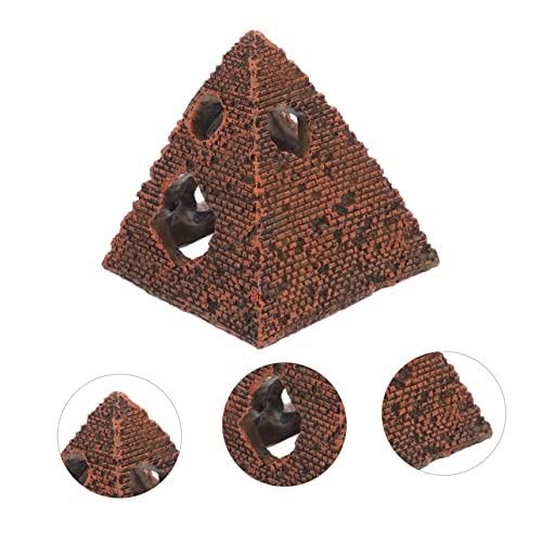 STOBOK Aquarium Decor Castle Fish Tank Decoration Stands Egyptian Pyramid Rockery Hiding Cave Tree House Hideout Hut for Reptile Shrimp Terrarium 11. 2x11x12. 5cm