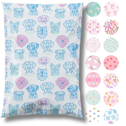 Pretty Package Store 6x9 Designer Poly Mailer 100 Pack Heavy Duty Waterproof Self Seal Shipping Bags for Small Business Large Mailing Envelopes Bulk Tear Resistant Packaging Pretty Pups Puppy Dogs - color: Pretty Pups, size: 6x9