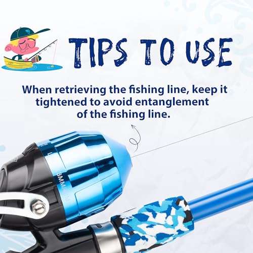 Kids Fishing Pole, Portable Telescopic Kids Fishing Poles for Boys and Girls, Fishing Rod and Reel Combo Kit with Tackle Box, and Fishing Net, Best Fishing Pole for Toddler Youth - color: Blue+Blue