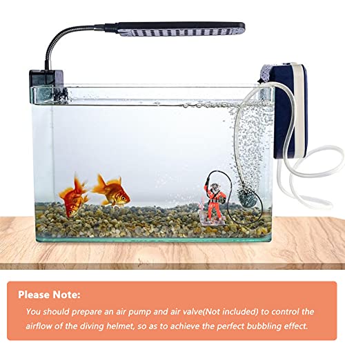 Mesee Aquarium Decorations Diver with Hose Live Action Aerating Ornament, Floating Treasure Seeker Adornment Fish Tank Ornament - color: Orange