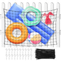 Pool Float Storage Net Extra Large 78.7 x 44.5 in, Hanging Elastic Mesh Fence Organizer with 20 Hooks and 100 Ties, For Rafts Noodles Inflatables and Swim Gear