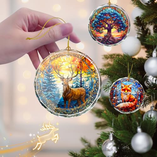 Stained Glass Deer Ornament - Christmas Tree Decor, Gift Exchange Present - color: Deer