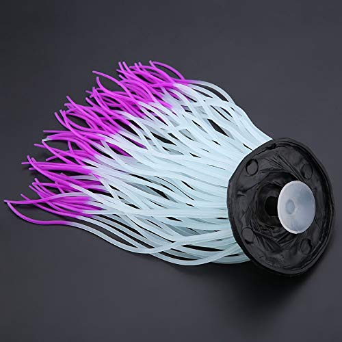 Simulation Anemone Artificial Anemone Glow in the Dark Silicone Aquarium Decor with Strong Suction Cup for Fish Tank Ornament (Purple) - color: Purple
