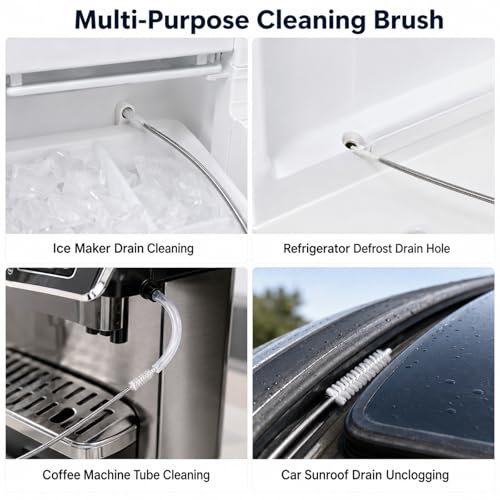 2 Pack 80 Inch Long Flexible Drain Brush, Sunroof Drain Cleaning Tool for Ice Maker, Refrigerator, Straw & Feeding Tube