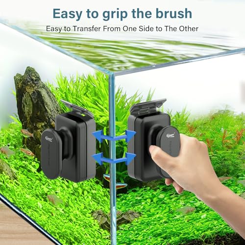 hygger Aquarium Magnetic Glass Clean Tool, Algae Scraper for 0.2-0.6 Inch Thick Fish Tank Floating Scrubber Brush with Two Detachable Blades (M) - size: M