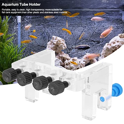 Acrylic Aquarium Hose Holder, Fish Tube Clamp for 10mm Dia Pipe, 4 Hole Positions with Screws, Transparent Hose for Fish and Changing
