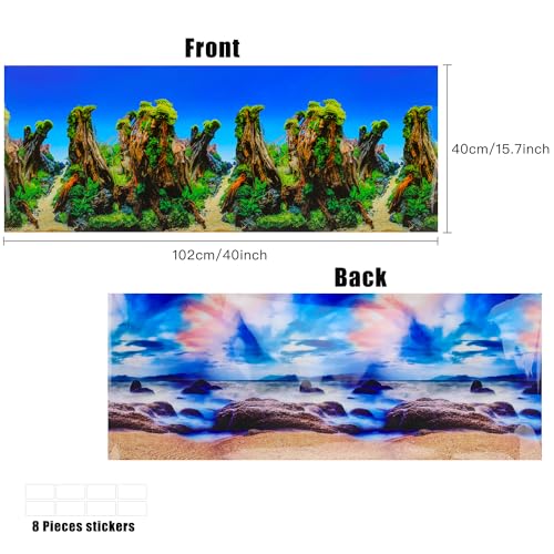 Lainrrew Aquarium Background Poster HD, Dual-Sided Water Plants & Fish Tank Landscape, 16"x40", Vivid Marine Life, Waterproof Scenery, Easy to Install, Durable Tank Decor (Type 6) - color: Type 6