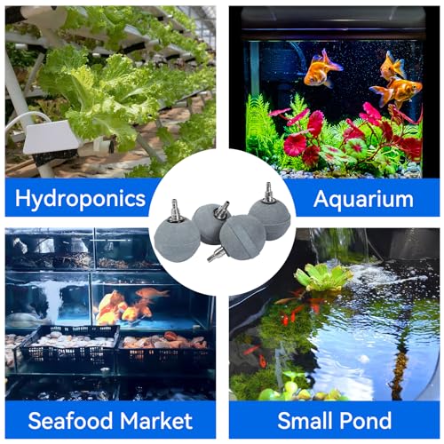 AQUANEAT Pond Air Stone 2 Inch, Long Lasting Aerator Oxygen Diffuser, Air Pump Accessories for Aquarium, Fish Tank, Hydroponics, Ponds and DWC Reservoirs 4 Pack - size: 4 pcs