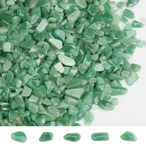 gemshan 2lb Aventurine Quartz Chips Natural Crushed Crystal Chip Bulk 7mm-9mm Tumble Healing Crystal Stone for Aquarium Vase Plant Decoration Jewelry DIY - color: Aventurine