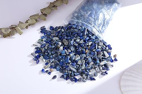 QINJIEJIE Lapis Lazuli Crystals Chips Natural Stone Gravel Bulk Crushed Rocks Pieces Polished Quartz Stone 0.55Lbs Decorative Fish Tank Pebbles Vase Filler Irregular Shaped Tumbled Gemstone for Home - color: Lapis Lazuli, size: 0.55 Pound