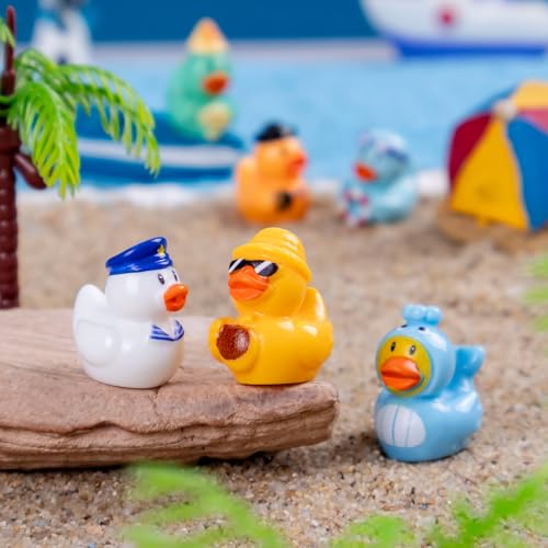 60PCS Mini Ocean Resin Duck Tiny Sea Duck Figurines Marine Miniature Plastic Animals Aquarium Ornaments Decorations for DIY Fish Tank Potted Micro Fairy Garden Dollhouse（6 Styles） - style: The Sea Duck 60PC