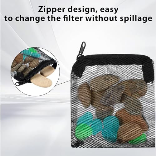 10PCS Aquarium Filter Media Bags, Fish Tank Media Mesh Filter Bags, Reusable Mesh Filters Bag for Activated Carbon, Filter-Stones and Ceramic Rings, Mesh-Net Filters Bag with Zipper (Black, White)