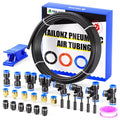 TAILONZ PNEUMATIC Black 4MM or 5/32 Inch OD 10 Meter 32.8ft PU Polyurethane Air Tubing Kit Pipe Hose Air Line Tubing Air Hose Fittings Push to Connect Fittings(29PCS) - color: Black, size: 5/32" OD - 32.8 FT