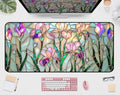 Colorful Flower Desk Mat Mouse Pad XXL, Plant Extended Large Game Mouse Pads, Desktop Mat Computer Laptop Keyboard Mat, Women's Desk Protector Mat,Desk Matt Office 31.5"X15.7" - color: Iris Flower