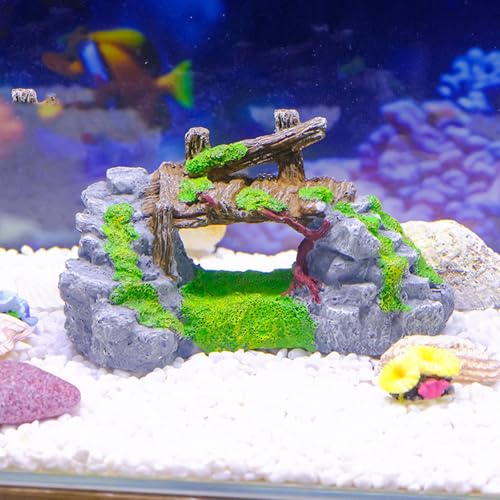 Landscape Bridge Landscape Fish Tanks Decorations for Aquariums Terrarium Shrimp Grass Driftwood Ornaments Artificial Mountain Cave
