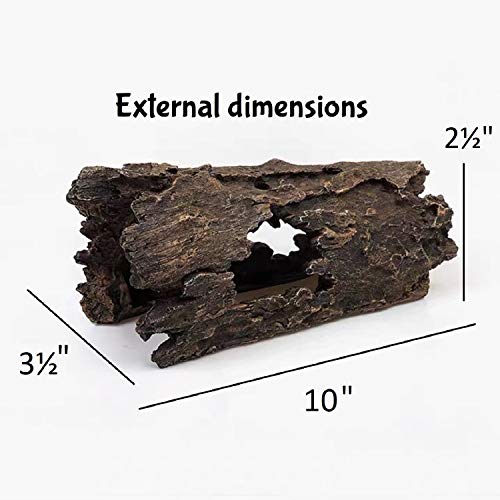 Orchid Valley Reptile Hide, Fish Tank Accessories. Medium 10" Hollow Log for Aquarium, Lizard Hide Tank Decoration, Natural Looking Habitat or Betta Fish Tank Decoration for Hiding - size: Medium
