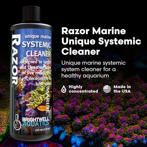 Brightwell Aquatics - Razor Marine - Unique Systemic Fish Tank Cleaner for Marine Aquariums - Aquarium Water Treatments, 4.22 fl oz - size: 125-ml