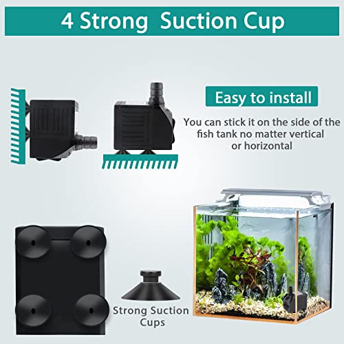 Aquarium Submersible Fountain Pump: 30W 550GPH Adjustable Quiet Water Pumps with 7.2ft High Lift for Small Pond | Waterfall | Outdoor | Statuary | Hydroponic (550GPH) - size: 550GPH 30Watt