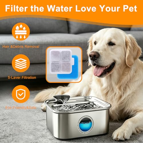 12 Pack Dog Water Fountain Filter Replacement Compatible with Oneisall PW07SAU, Multilayer Filtration,12 Filters and12 Sponges, 10L/2.64Gal