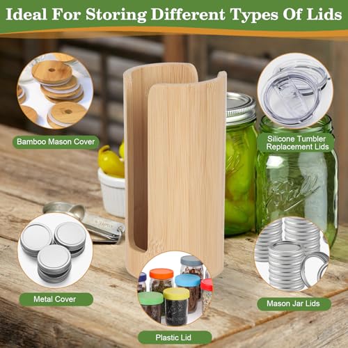 2 PCS Mason Jar Lid Organizer Vertical Mason Jar Lid Storage Bamboo Tumbler Lid Holder Cup Lid Organizer Suitable for Mason Lids/Canning Lids/Bamboo Lids Mason Jar Accessories (2 Regular) - size: 2 Regular
