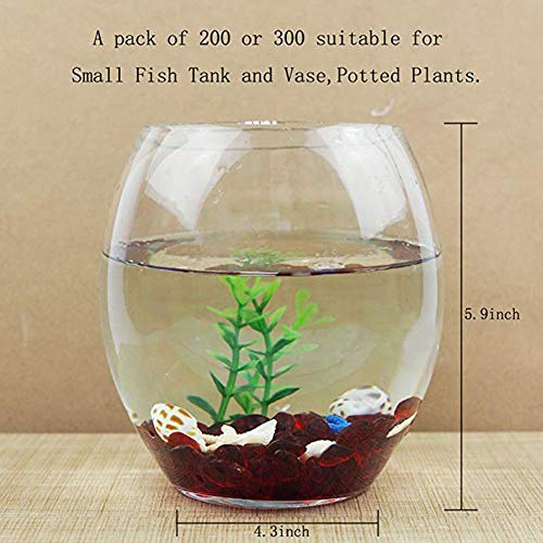 OMEM Aquarium Stone Decorations,Big Red Glass Crystal Stone, Fish Tank Gravel Decorations,Fantasy Fish Tank(A Pack of 200, Red) - color: Red, size: A Pack of 200