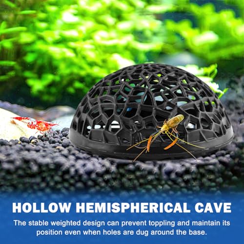 Shrimp Dome Hide, Be-TTA Habitat Fish Tank Tunnel, Aquarium Ornament Shrimp Hides with Suction Cup, Hollow Hemispherical Stealth Cave for Fish Tank Decor, Hiding & Resting(White)