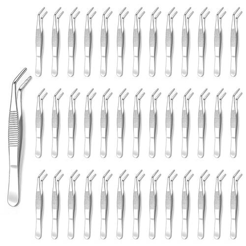 40Pack Stainless Steel Tweezers with Curved Tip Curved Serrated Tip Multipurpose Forcep for Craft, Sewing Machine, DIY Crafts, Jewelry Making, Electronics Repair, Precision Work & Hobby Project - color: Stainless Steel Tweezers 40pcs