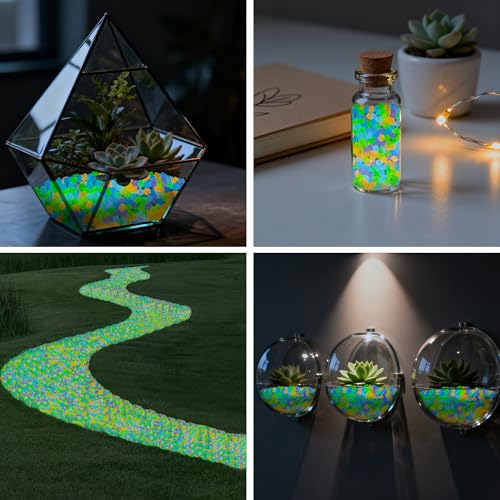 4000PCS Multicolor Glow in The Dark Stones Diamond Shape Luminous Stones Glow in The Dark Pebbles for Plants Garden Backyard Patio Lawn Walkway Driveway,5-8mm - size: 4000, style: Multi
