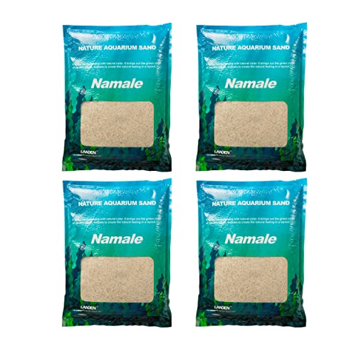 LANDEN Namale Aquarium Sand 44 lbs(12L), Super Natural for Aquarium Landscaping, Cosmetic Sand for Plant Tank, Fine Grain Natural Color River Sand for Freshwater or Blackwater Biotope Tank - size: M,3Lx4pks(44lbs)