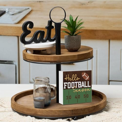 Football Sign Football Season Party Decor Hello Football Season Sign Sports Football Game Decor Rugby Player Gifts for Son Decorations for Home Office Desk 5 X 5 Inch - color: Hello Football Season